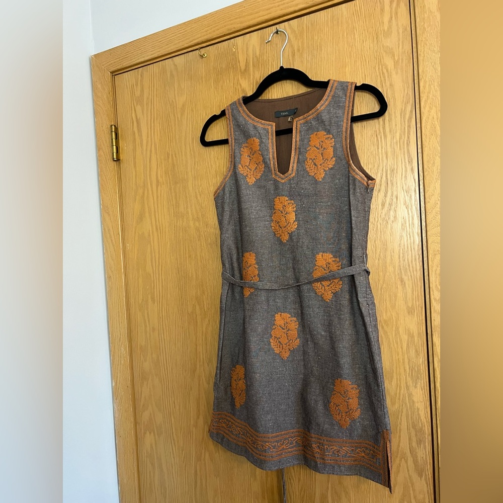 THML Gray and Orange Cut Out Sheath Dress